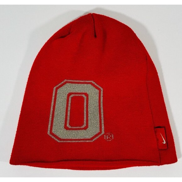 Nike Ohio State Buckeyes Toboggan Beanie Winter Ski Hat Red Columbus Adult - Picture 10 of 11